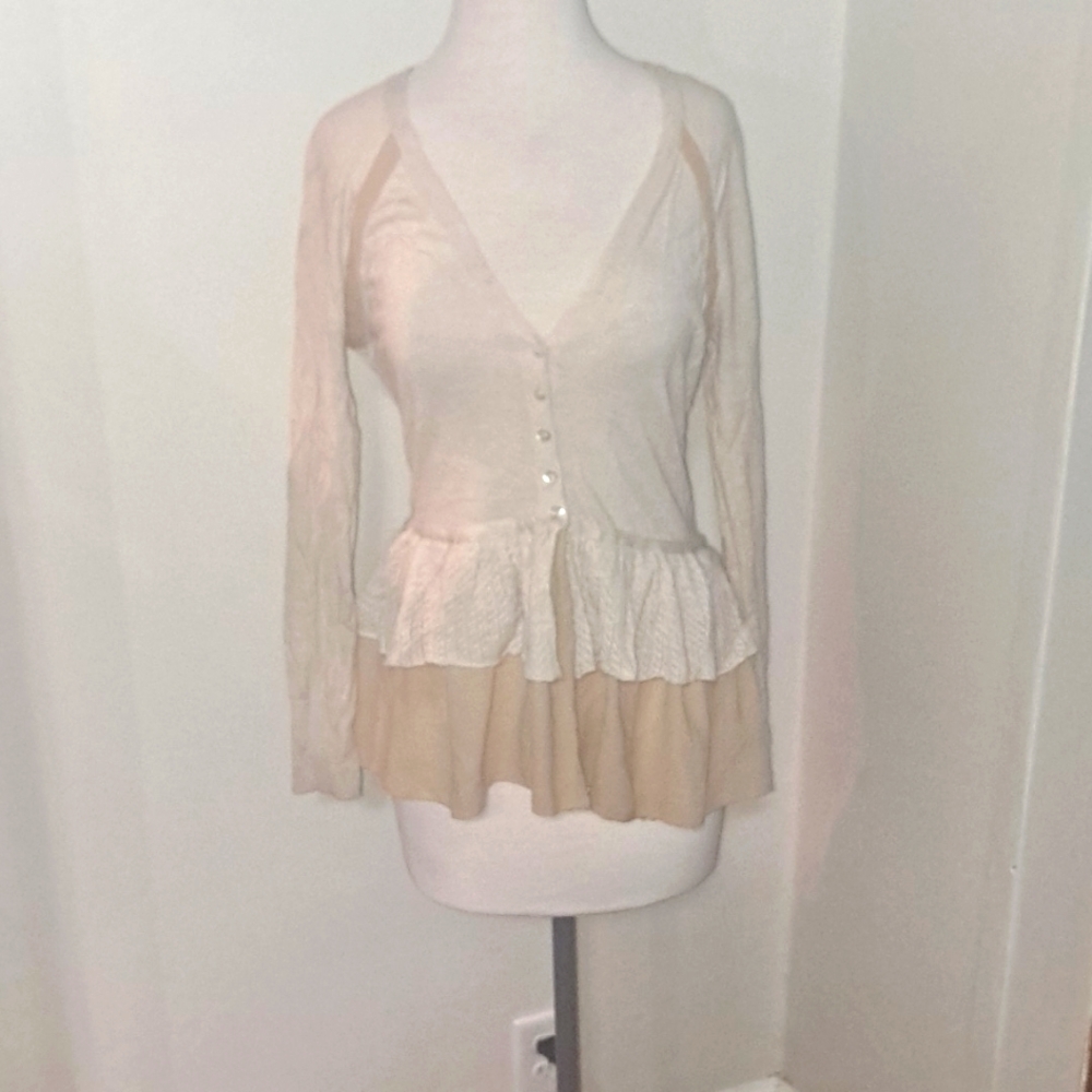 Anthropology knitted and knotted peplum style cardigan sz s